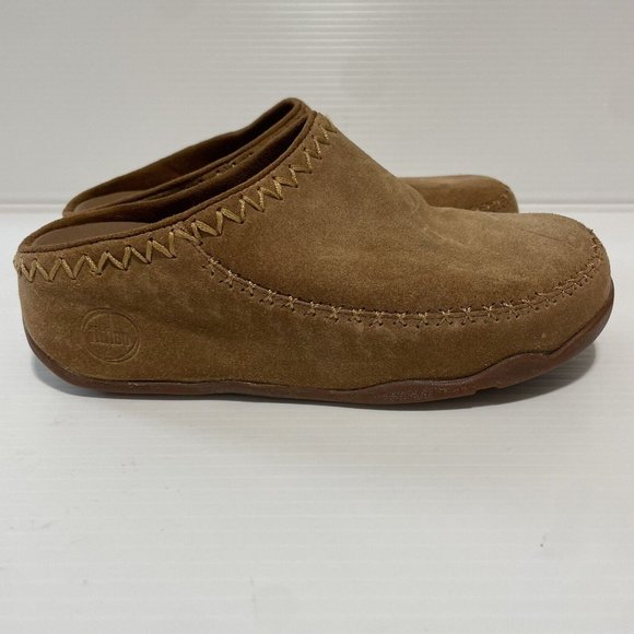 Fitflop Shoes - FitFlop GOGH Chestnut Moc Suede Clog Mules Wedge Slides 442-847 Shoes Wms Sz 5